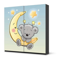 Möbel Klebefolie Teddy und Mond - IKEA Pax Schrank 201 cm Höhe - Schiebetür - schwarz