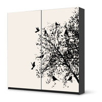 Möbel Klebefolie Tree and Birds 2 - IKEA Pax Schrank 201 cm Höhe - Schiebetür - schwarz