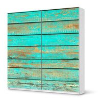 Möbel Klebefolie Wooden Aqua - IKEA Pax Schrank 201 cm Höhe - Schiebetür - weiss