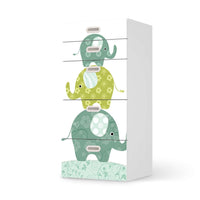 Möbel Klebefolie Elephants - IKEA Stuva / Fritids Kommode - 5 Schubladen - weiss