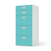 Möbel Klebefolie Türkisgrün Light - IKEA Stuva / Fritids Kommode - 5 Schubladen - weiss