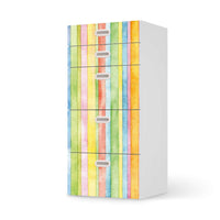 Möbel Klebefolie Watercolor Stripes - IKEA Stuva / Fritids Kommode - 5 Schubladen - weiss