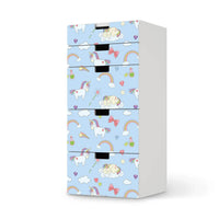 Möbel Klebefolie Rainbow Unicorn - IKEA Stuva Kommode - 5 Schubladen - weiss