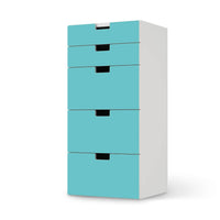 Möbel Klebefolie Türkisgrün Light - IKEA Stuva Kommode - 5 Schubladen - weiss