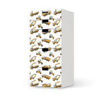 Möbel Klebefolie Working Cars - IKEA Stuva Kommode - 5 Schubladen - weiss