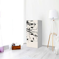 Möbel Klebefolie Tree and Birds 1 - IKEA Stuva Kommode - 5 Schubladen - Wohnzimmer