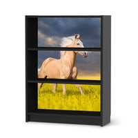 Möbelfolie Wildpferd - IKEA Billy Regal 3 Fächer - schwarz