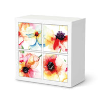 Möbelfolie Water Color Flowers - IKEA Expedit Regal 4 Türen - weiss