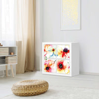Möbelfolie Water Color Flowers - IKEA Expedit Regal 4 Türen - Wohnzimmer
