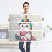 Möbelfolie Rainbow das Einhorn - IKEA Hemnes Kommode 3 Schubladen - Folie