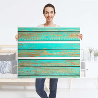 Möbelfolie Wooden Aqua - IKEA Hemnes Kommode 3 Schubladen - Folie
