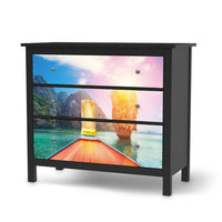 Möbelfolie Blue Water Lagoon - IKEA Hemnes Kommode 3 Schubladen - schwarz