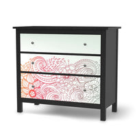 Möbelfolie Floral Doodle - IKEA Hemnes Kommode 3 Schubladen - schwarz