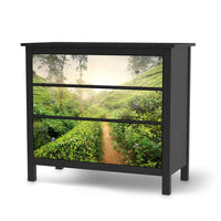 Möbelfolie Green Tea Fields - IKEA Hemnes Kommode 3 Schubladen - schwarz