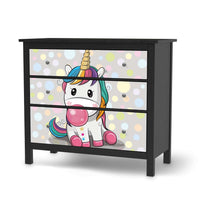 Möbelfolie Rainbow das Einhorn - IKEA Hemnes Kommode 3 Schubladen - schwarz