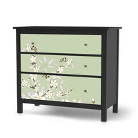 Möbelfolie White Blossoms - IKEA Hemnes Kommode 3 Schubladen - schwarz