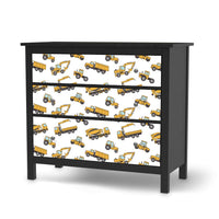 Möbelfolie Working Cars - IKEA Hemnes Kommode 3 Schubladen - schwarz