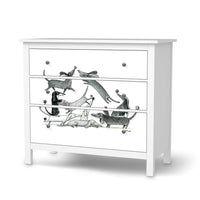 Möbelfolie Akrobaten Dackel - IKEA Hemnes Kommode 3 Schubladen - weiss