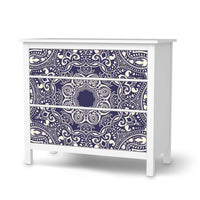Möbelfolie Blue Mandala - IKEA Hemnes Kommode 3 Schubladen - weiss