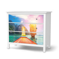 Möbelfolie Blue Water Lagoon - IKEA Hemnes Kommode 3 Schubladen - weiss