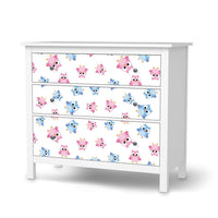 Möbelfolie Eulenparty - IKEA Hemnes Kommode 3 Schubladen - weiss