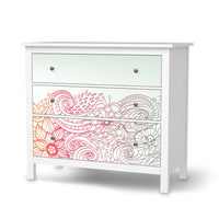 Möbelfolie Floral Doodle - IKEA Hemnes Kommode 3 Schubladen - weiss