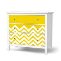 Möbelfolie Gelbe Zacken - IKEA Hemnes Kommode 3 Schubladen - weiss