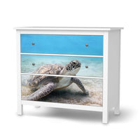 Möbelfolie Green Sea Turtle - IKEA Hemnes Kommode 3 Schubladen - weiss