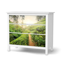 Möbelfolie Green Tea Fields - IKEA Hemnes Kommode 3 Schubladen - weiss