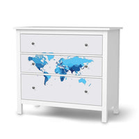 Möbelfolie Politische Weltkarte - IKEA Hemnes Kommode 3 Schubladen - weiss