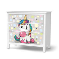 Möbelfolie Rainbow das Einhorn - IKEA Hemnes Kommode 3 Schubladen - weiss