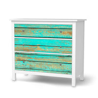 Möbelfolie Wooden Aqua - IKEA Hemnes Kommode 3 Schubladen - weiss