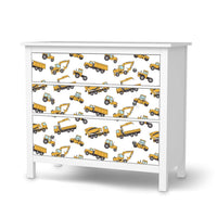 Möbelfolie Working Cars - IKEA Hemnes Kommode 3 Schubladen - weiss