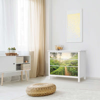 Möbelfolie Green Tea Fields - IKEA Hemnes Kommode 3 Schubladen - Wohnzimmer