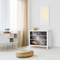 Möbelfolie Milky Way - IKEA Hemnes Kommode 3 Schubladen - Wohnzimmer