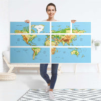 Möbelfolie Geografische Weltkarte - IKEA Hemnes Kommode 8 Schubladen - Folie