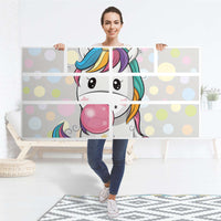 Möbelfolie Rainbow das Einhorn - IKEA Hemnes Kommode 8 Schubladen - Folie