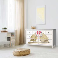 Möbelfolie 2 kleine Eulen - IKEA Hemnes Kommode 8 Schubladen - Kinderzimmer