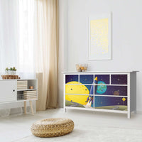 Möbelfolie Space Rocket - IKEA Hemnes Kommode 8 Schubladen - Kinderzimmer