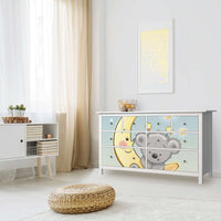 Möbelfolie Teddy und Mond - IKEA Hemnes Kommode 8 Schubladen - Kinderzimmer