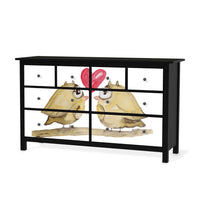 Möbelfolie 2 kleine Eulen - IKEA Hemnes Kommode 8 Schubladen - schwarz