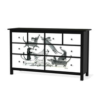 Möbelfolie Akrobaten Dackel - IKEA Hemnes Kommode 8 Schubladen - schwarz