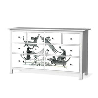 Möbelfolie Akrobaten Dackel - IKEA Hemnes Kommode 8 Schubladen - weiss