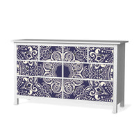 Möbelfolie Blue Mandala - IKEA Hemnes Kommode 8 Schubladen - weiss