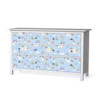 Möbelfolie Rainbow Unicorn - IKEA Hemnes Kommode 8 Schubladen - weiss