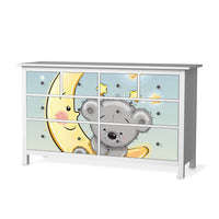 Möbelfolie Teddy und Mond - IKEA Hemnes Kommode 8 Schubladen - weiss