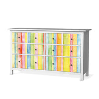 Möbelfolie Watercolor Stripes - IKEA Hemnes Kommode 8 Schubladen - weiss