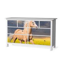 Möbelfolie Wildpferd - IKEA Hemnes Kommode 8 Schubladen - weiss