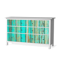 Möbelfolie Wooden Aqua - IKEA Hemnes Kommode 8 Schubladen - weiss