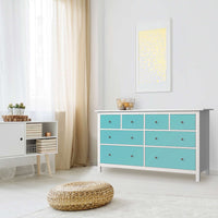 Möbelfolie Türkisgrün Light - IKEA Hemnes Kommode 8 Schubladen - Wohnzimmer